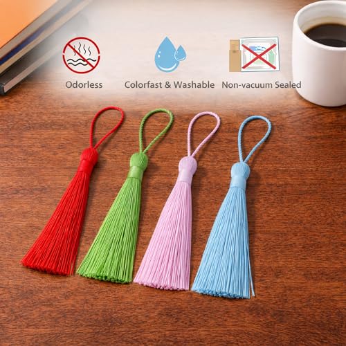 Mandala Crafts 100 Small Light Gold Bookmark Tassels with Loops for Crafts | Machine Washable, Polyester Mini Craft Tassels for Jewelry Making, Graduation Decorations, Keychains, Gift Tags & Ornaments - color: Light Gold, size: 5.5 Inches
