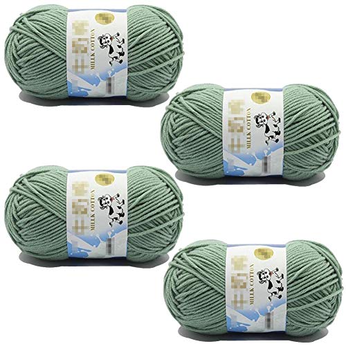 Caddice Comfy Blend Milk Wool Starter Kit - 4 Rolls Soft, Plain, Bulk Yarn for Knitting, Crochet, Handcrafts - color: MINT