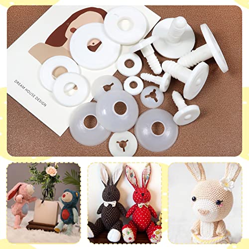 TOAOB 36 Set Doll Joints Assorted Size White Plastic Animal Joints Bear Making Accessories for Doll Making Limbs and Head Joints