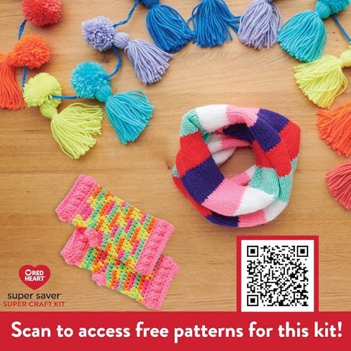 Red Heart Super Craft Kit Brights, Yarn for Crocheting and Knitting - size: 1116 yards