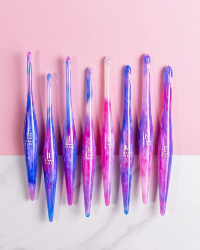 Furls Crochet Hook, Limited Edition Cotton Candy Swirl Streamline Resin, Ergonomic Handle Crochet Hooks 7" (K - 6.50MM) - color: Cotton Candy, size: K - 6.50MM