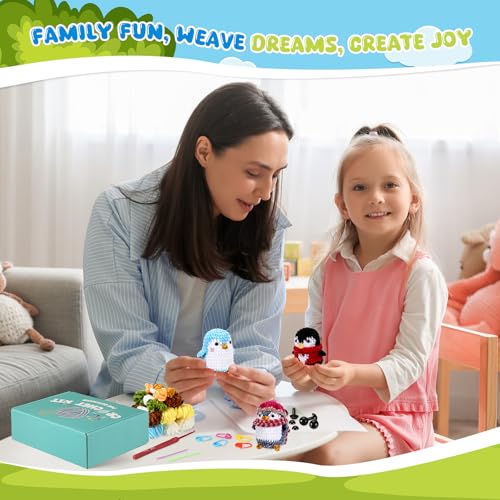 XunYee 3 Pcs Little Penguins Crochet Kit DIY Amigurumi Set Chenille Yarn Crochet Kit for Beginners with Complete Tools Step-by-Step Pattern Craft Gift for Adults - style: Penguin