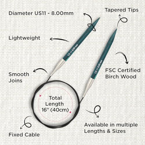 KnitPro Dreamz Fixed Circular Needles 16" (40cm) | US Size 11 (8mm) - size: US 11 (8mm)