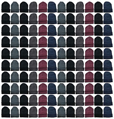 Yacht & Smith Wholesale Beanie and Glove Winter Bulk Kit, Kids Adults Bulk Sets, Homeless Donation Shelters - color: 144 Pairs Adults Assorted