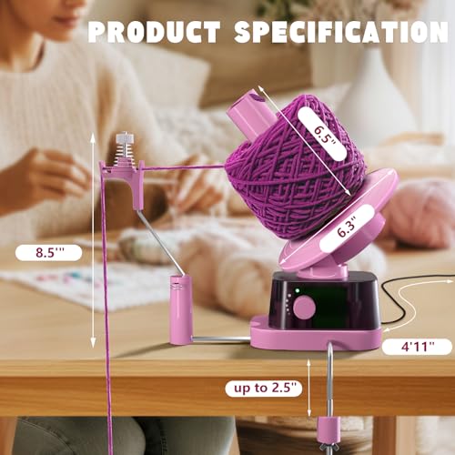 Electric Yarn Ball Winder, 13oz Dual Strong Tension Knit Spinner | Automatic Crochet Wheel for Crocheting Knitting Mothers Day Birthday Gift, Swift Weaving Ball Yarning Cake Roller - color: Pink, style: Standalone Set