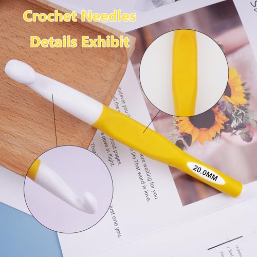 Hobekoee 20mm Large Crochet Hook,Huge Crochet Hooks for Chunky Yarn,Extra Long Crochet Hooks with Soft Ergonomic Handle,Giant Crochet Needles for Crocheting Yarn,Wool Roving - size: 20mm