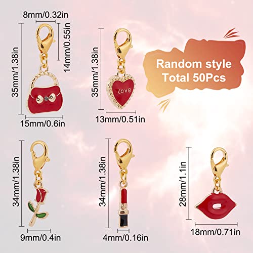 SUNNYCLUE 1 Box 50pcs Rose Heart Locking Stitch Markers Crochet Stitch Marker Removable Lobster Clasp Clip on Charms for Knitting Crocheting Weaving Sewing Adult DIY Craft Handmade Gift Valentines Day - color: 50pcs Rose Heart Locking Stitch Markers