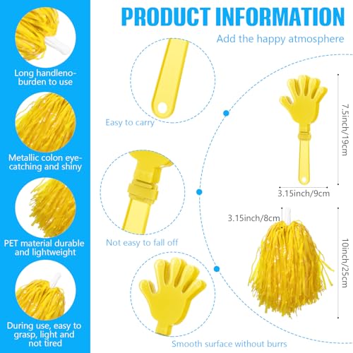 36 Pcs Cheerleading Pom Poms Thunder Sticks and Hand Clappers - color: yellow