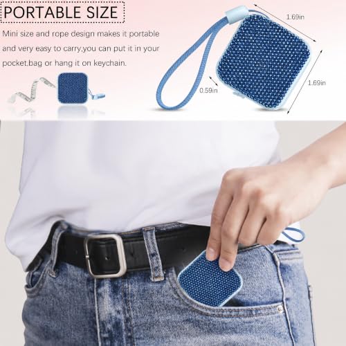 SlowVibes Bling Blue Diamond Retractable Body Measuring Tape, 60 Inch | Dual-sided vinyl cloth tape with rope for waist, fabric,body measurements, sewing, tailor,knitting, weight loss - color: Blue