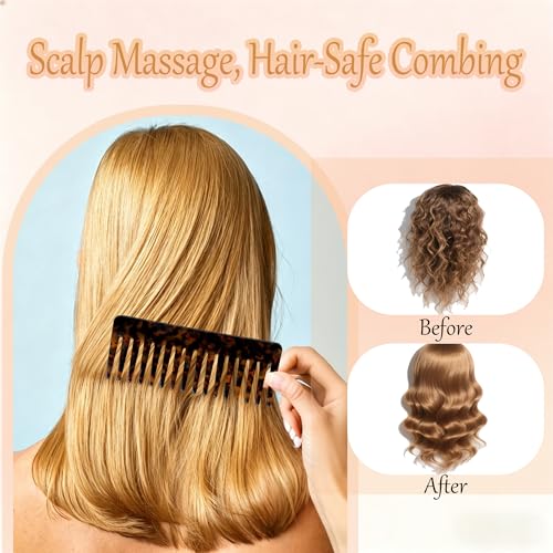 3PCS Wide Tooth Combs & Rat Tail Combs for Women - Acetate Detangling Combs for Bangs, Long, Curly,Thick,Thin,Wet and Dry Hair-Tortoise Shell Fine Tooth Hair Parting Comb for Braiding & Styling(Brown) - color: Brown