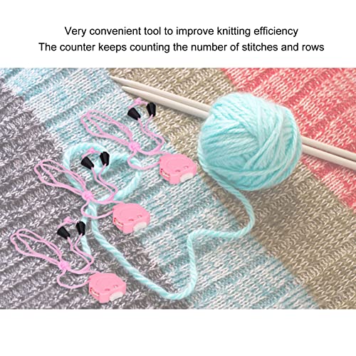 Brrnoo 3Pcs Knitting Stitch Counter, Cute Pink Crochet Row Counter with Compact Design, Plastic Light Weight for Counting Stitches and Rows Worn on Neck Pendant Improve Knitting
