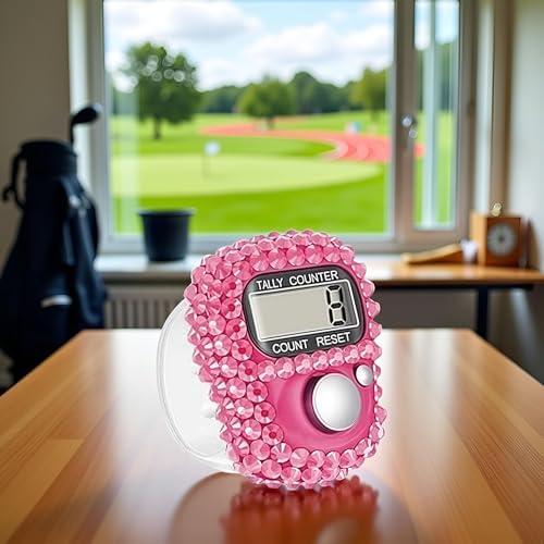 Electronic Finger Tally Counter Clicker Counter,Convenient Portable Digital Display Tally Counter,Resettable Mini Lap Counter for Golf Goods Counting Accessories,Track and Field Lap Counters - color: Pink