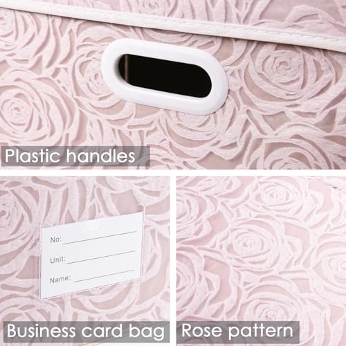 PRANDOM Jumbo Collapsible Storage Boxes with Lids Fabric Decorative Storage Bins Cubes Organizer Baskets with Cover Handles Divider for Bedroom Closet Living Room 23.2x15.7x11.8 Inch 3 Pack - color: Pink, size: XX Large(3-Pack)