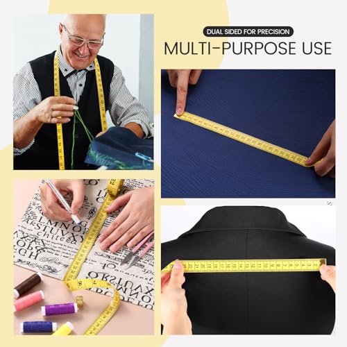 20 Pcs 120 Inch/300cm Soft Tape Measure Bulk Dual Scale Body Measuring Tape Sewing Fabric Tailor Ruler Easy to Read Craft Vinyl Ruler for Body Weight Loss Sewing Cloth Measurement(Yellow) - color: Yellow