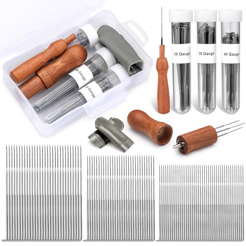 OEHPICC 102Pcs Felting Needles Kit, Felting Tools with 2 Wooden Handles | 3 Sizes Felting Needles (36/38/40 Gauge) for All Wool Felting Projects - color: 102 Pcs