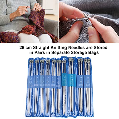 Aeelike 11 Pairs Metal Knitting Needle Set, 2mm-8mm Knitting Needle, Type B - color: Color B, size: 25 cm