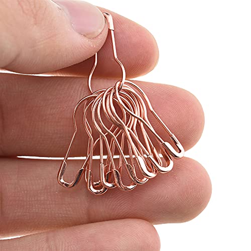 Hahiyo Bulb Metal Gourd Safety Pins 22mm Length Needle Fastener Closure Pear Shape Stitch Tag Marker Easy Use Spot Attach Sturdy Not Pop Ravel for Knit Sew Fabric Iron Rose Gold 350pcs - color: Rose Gold, size: 0.86 inch Rose Gold 350 Pcs