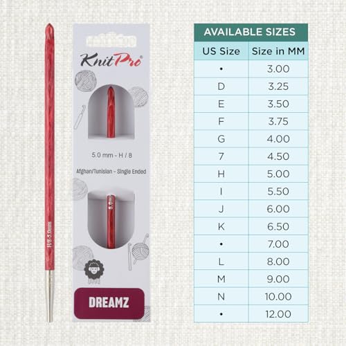 KnitPro Dreamz Afghan/Tunisian Crochet Hook | US Size H (5mm) - size: H (5.00 mm)