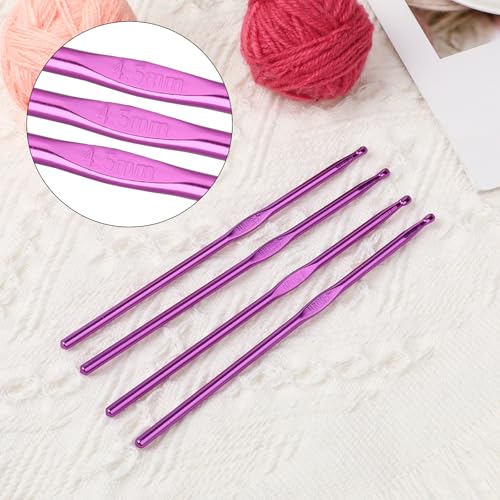 Abeillo 12 PCS Crochet Hook 4.5 mm Crochet Hooks Size 7 Aluminum Knitting Needles Craft Yarn, DIY Crochet Hooks Set for Knitting Scarf Hat - color: 4.5mm