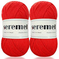 Seremel 4-Ply Acrylic Soft Yarn, 2 Skeins Crochet&Knitting Yarn (Hot Red) | 2Balls 1Pack Total 100g (3.4oz) / 260m (280Yds), Crocheting Medium Yarns, Worsted Beautiful Color for bags, blankets,sweater - color: Hot Red