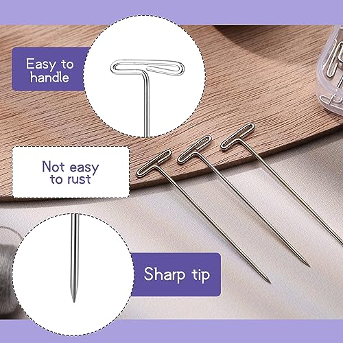 1 Inch 120 Pcs T Pins, Sewing Pins Wig pins Knitting Supplies | Sewing Pins for Wigs, Blocking Knitting, Modelling, Wig Making and Crafts, Stainless Steel Head Pins for Jewelry Making - size: 1inch*120pcs