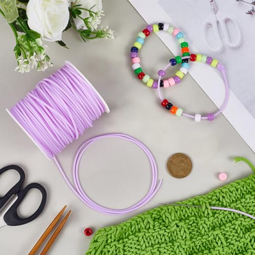 CRASPIRE 54.68 Yards 2mm Hollow Pipe Rubber Tube Cords Barber Cord for Knitting Purple Stitch Holder Tubing Keeper 1mm Hole Rubber Cord with Spool for Bracelet Jewelry Making DIY Crafts Bead Creation - color: Purple