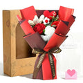 TORONTOKYO Crochet Flower Bouquet, Crochet Flowers Handmade Red Roses Bouquet, Graduation Gifts, Valentine's Day, Wedding, Birthday, Mother's Day (Include Gift Bag & Card) - color: Red