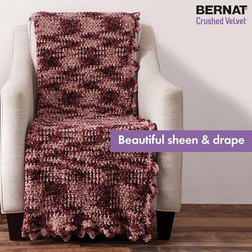 Bernat Crushed Velvet Soft Knitting Crochet Yarn, Burgandy, 2-Pack | #5 Bulky Yarn, 100% Polyester, Soft Velvet Crochet Yarn for Blankets, Knitting & DIY Crafts, 315yds, 300g/10.5oz per skein - color: Burgandy, size: 2 Pack, style: Crushed Velvet