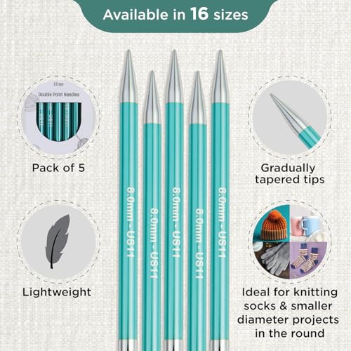 KnitPro Zing Double Pointed Needles 6" (15cm) | US Size 11 (8mm) - size: US 11 (8mm)