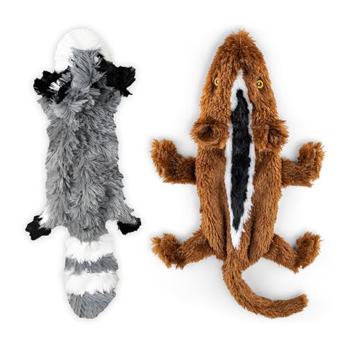 FGA MARKETPLACE Racoon-Squirrel Flat NO Stuffing NO Squeak Plush Dog Toy, Funny Style Will Entertain Your Pet for Hours, Recommended for Small and Medium Dog 21 INCH Long - color: Racoon-Chipmunk
