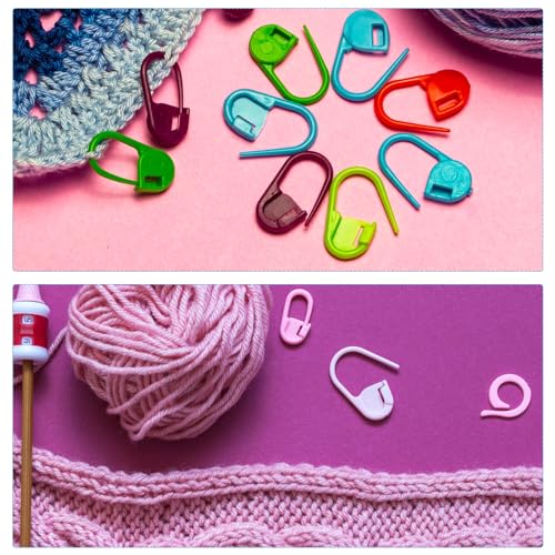 PATIKIL Crochet Stitch Markers, 100 Pack Plastic Knitting Markers Locking Stitch Marker for Sewing Crocheting DIY Craft, Light Blue - color: Light Blue