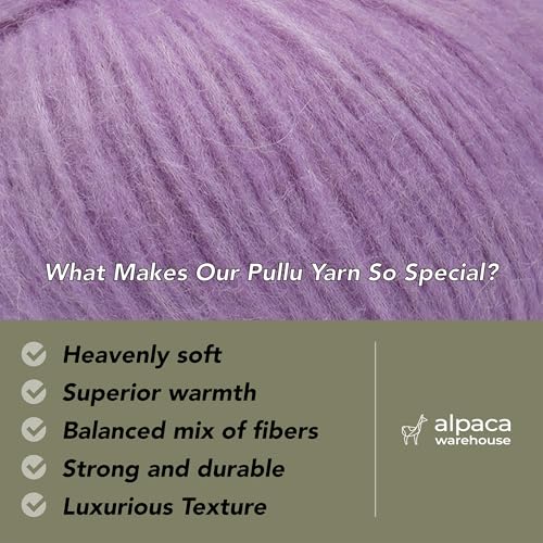 Baby Alpaca Merino Yarn 3 Skeins 150g Worsted Weight Knitting Lavender F. | Pullu baby alpaca merino blend made in Peru 3 skeins 150g 426yd total for knitting and crochet sweaters scarves and hats - color: Lavender Fields