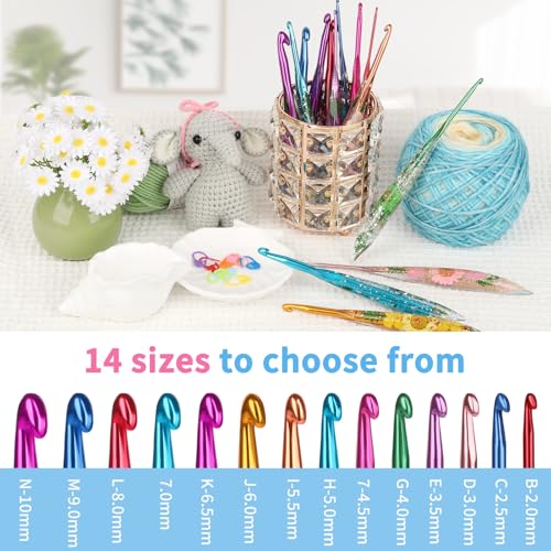 Coopay Crochet Hooks, 3mm Ergonomic Crochet Hook with Floral Plastic Grips | Long Crochet Needles for Crocheting,Stylish and Unique, Ideal for Crocheting Blankets, Dolls, Shawls, Hats, Scarves (D-3.0mm) - size: D-3.0mm