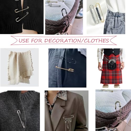 Safety Pins (Upgraded), 2" Large Safety Pin Pack of 50 for Clothes Leather Canvas Blankets Crafts Skirts Kilts, Large Safety Pin Heavy Duty Safety Pins (Gold) - color: Gold