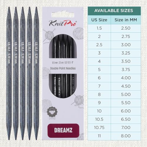 KnitPro Dreamz Double Pointed Needles 8" (20cm) | US Size 10.5 (6.5mm) - size: US 10.5 (6.50mm)