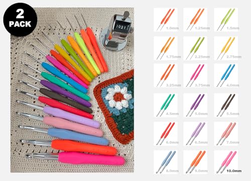 2Pcs 10mm Large Crochet Hooks, Ergonomic Crochet Hook for Arthritis and Beginners, Extra Long, Smooth, Comfortable (Size N / 10.0mm) - size: 10.0mm