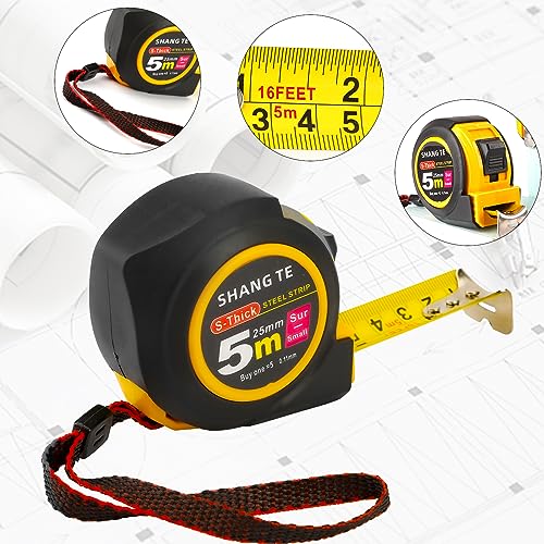 2 Packs Measuring Tape Retractable 16 ft, Steel Tape Measure, 16-Foot Basics Self-Locking Measurement Auto Lock Tape Rule Imperial/Metric Tape Measure for Body Measurements Handicraftsman - color: 2 Pack, size: 16 ft
