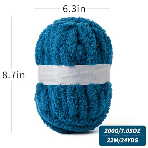 10 Pack Indigo Fuzzy Chunky Yarn for Hand Knitting, Bulky Thick Fluffy Chenille Yarn for Crocheting, 260yds/70.5oz Jumbo Crochet Yarns, Soft Chunky Knit Blanket Yarn for Crochet - color: 10 Indigo