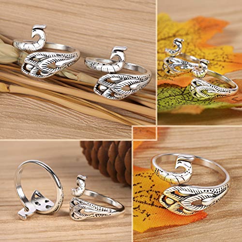 MIKIMIQI 2 Pack Adjustable Knitting Loop Crochet Loop Yarn Guide Finger Holder Ring Knitting Accessories Peacock Open Finger Ring Adjustable Braided Ring for Faster Knitting