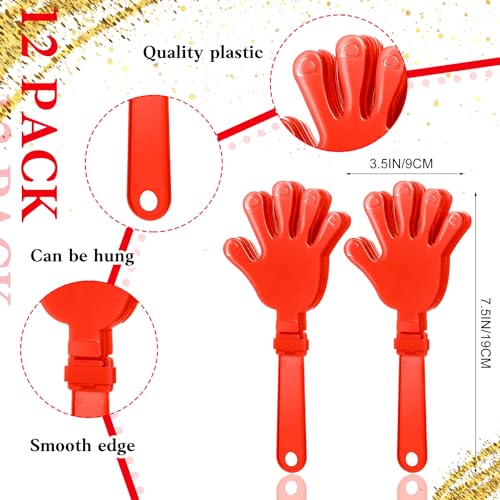 40 Pcs Red Hand Clappers and red Thunder Sticks Pom Poms Cheerleading for Sporting Events Football Games School Team Spirit Items Party Favors Dance - style: red