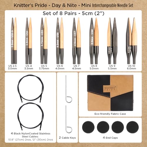 Knitter's Pride Day & Nite Interchangeable Needle Set 4""(10cm) - Midi - size: Set of 7 - 4" (10cm)