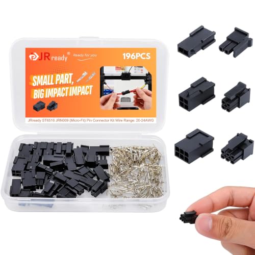 JRready Molex Micro-fit 3.0 Connector Kit 2 4 6 Circults MX3.0 Power Plug Receptacle 43020 Series 20-24AWG Wire Crimp Terminals 43031 Series Pins Sockets Connectors 3.0mm Pitch 196Pcs ST6516 - color: 2 4 6 Pin