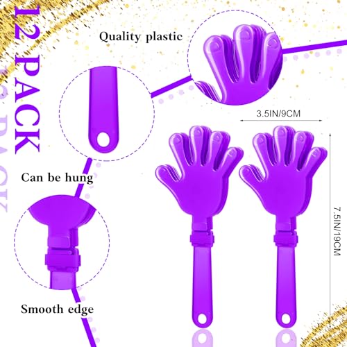 40 Pcs Purple Hand Clappers and purple Thunder Sticks Pom Poms Cheerleading Noise Makers for Sporting Events Football Games School Team Spirit Items Party Favors Dance - style: purple