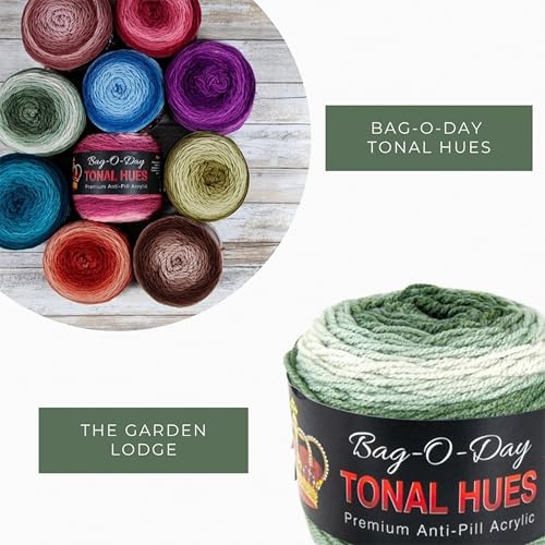 Mary Maxim Bag-O-Day Tonal Hues Ombre Yarn for Crocheting and Knitting, Medium Worsted Weight Anti-Pilling Acrylic Yarn Cake - 280 Yards, 5.3 OZ, The Garden Lodge - color: The Garden Lodge