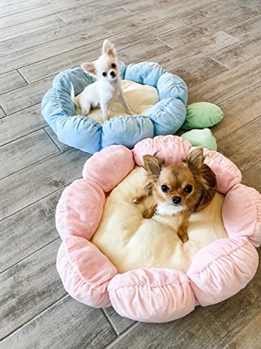 TONBO Soft Plush Small Cute and Cozy Pastel Pink Flower Dog Cat Bed, Washer and Dryer Friendly, (Pastel Pink) - color: Pastel Pink Flower