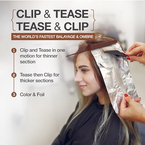 Rat Tail Combs, Teasing Comb, Flat Iron Combs for women, Parting Combs for braiding hair, Hairstylist essentials for Highlights - Balayage board hair combs for Styling & Cutting (2 Pack) - color: Brown