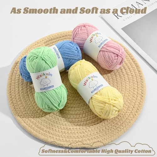 Cotton Yarn for Crocheting - 262.4yds / 3.52oz Baby Yarn for Crocheting Soft - 100% Milk Cotton Yarn 5 Ply Crochet Amigurumi Yarn for Crafts&Puzzle/Socks/Hats(2 Avocado Green) - color: 2 Avocado Green