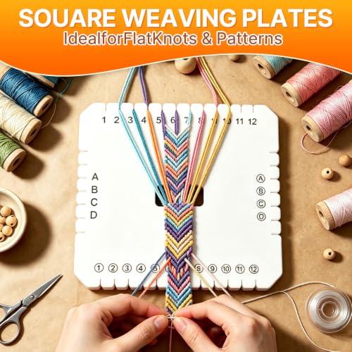 piopiocoing 5 Pcs Kumihimo Disk Include Square/Round 4 Inch & 6 Inch | Starter Kumihimo Bracelet Kit, Easily Make Handicraft,Stylish Bracelets,Necklaces,Belts and Personalized Woven Jewelry.