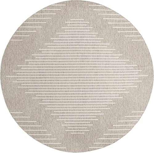 Unique Loom Outdoor Modern Collection Area Rug - Tambor (13' Round, Gray/ Ivory) - color: Gray/Ivory, size: 13' (Round)