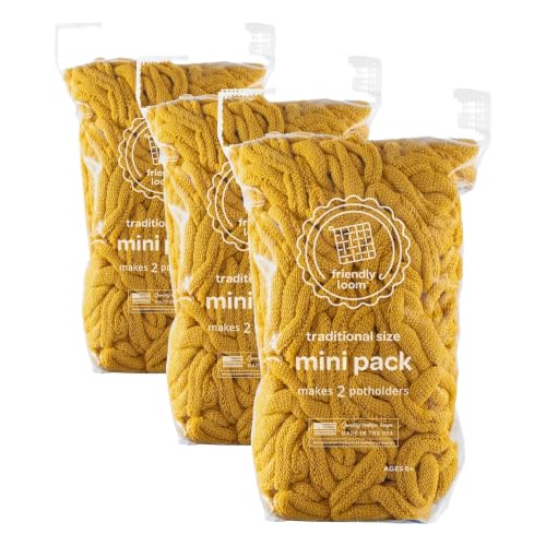 Harrisville Designs Friendly Loom 7" Loops - Yellow Cotton Loops Makes 2 Potholders Approx 6" x 6" Made in The USA (Pack of 3) - size: Yellow (Pack of 3)